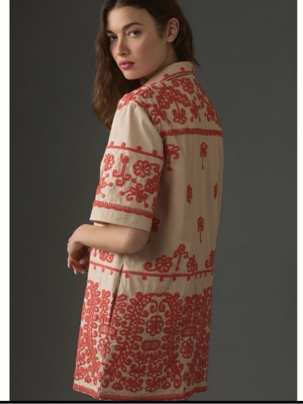 NWT Anthropologie Maeve Embroidered Collared  Button front Summer Shirt Dress XL - Picture 5 of 16